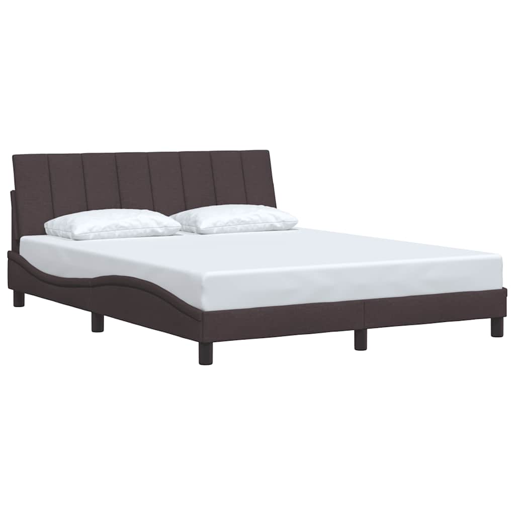 Cadre de lit sans matelas Hanko marron foncé 160x200 cm tissu - XIOS