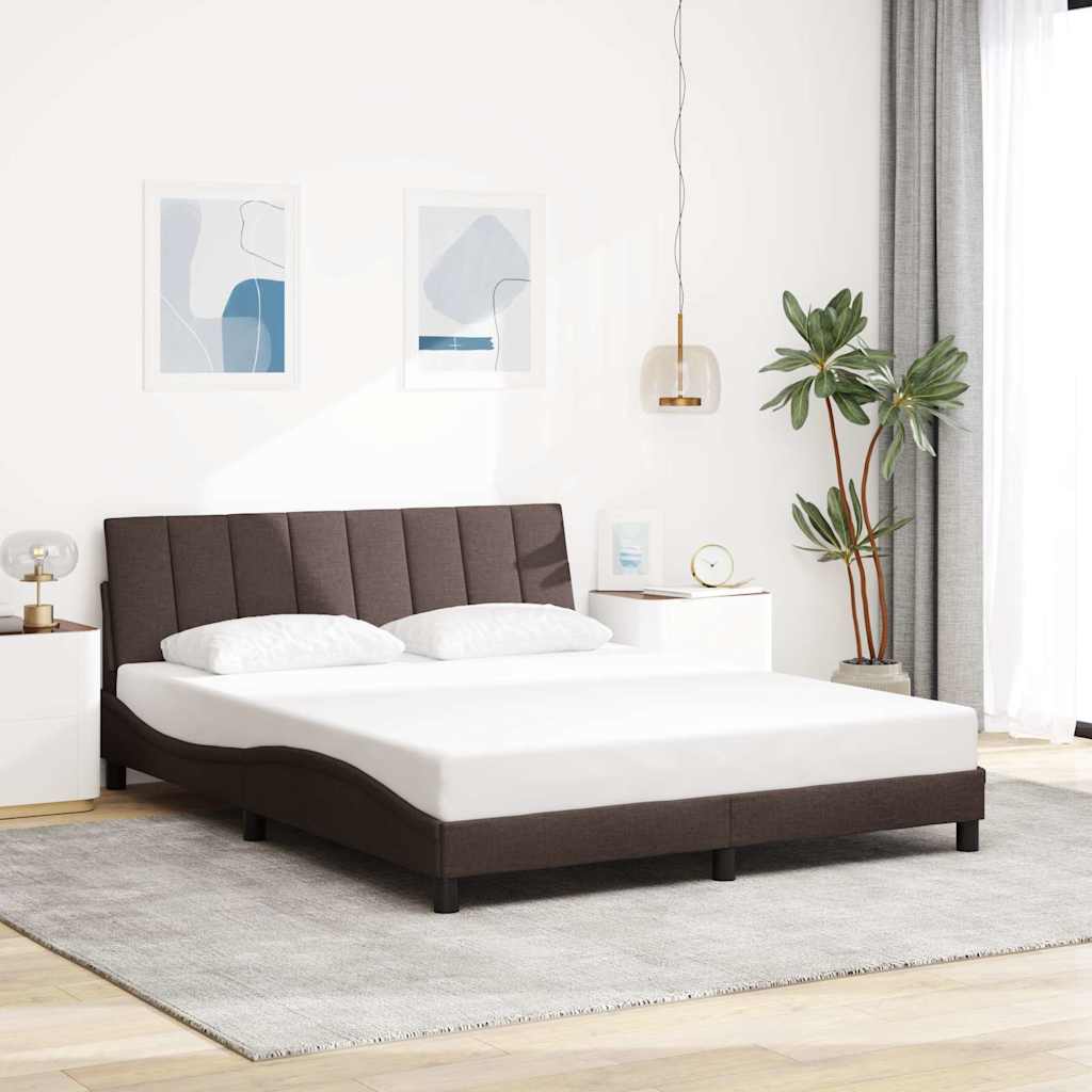 Cadre de lit sans matelas Hanko marron foncé 160x200 cm tissu - XIOS