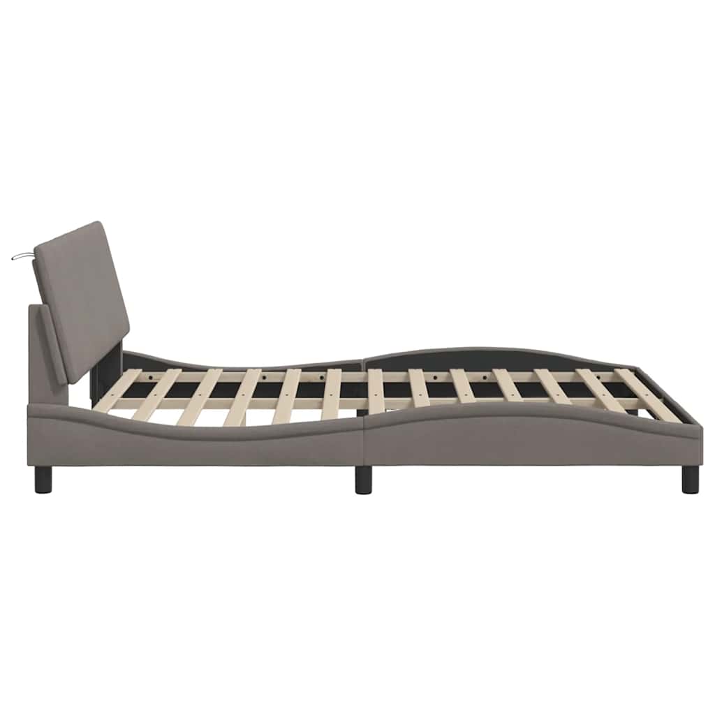 Cadre de lit sans matelas Hanko taupe 160x200 cm tissu - XIOS