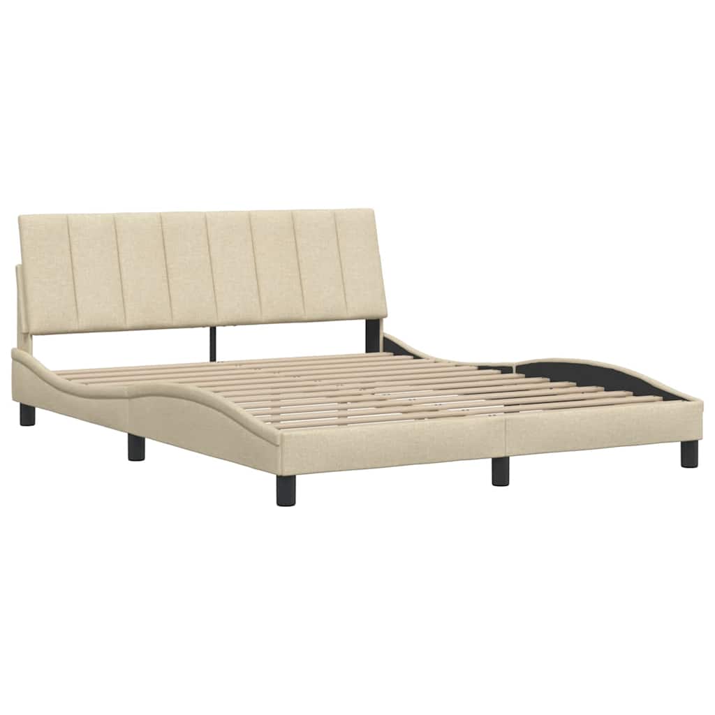 Cadre de lit sans matelas Hanko crème 160x200 cm tissu - XIOS