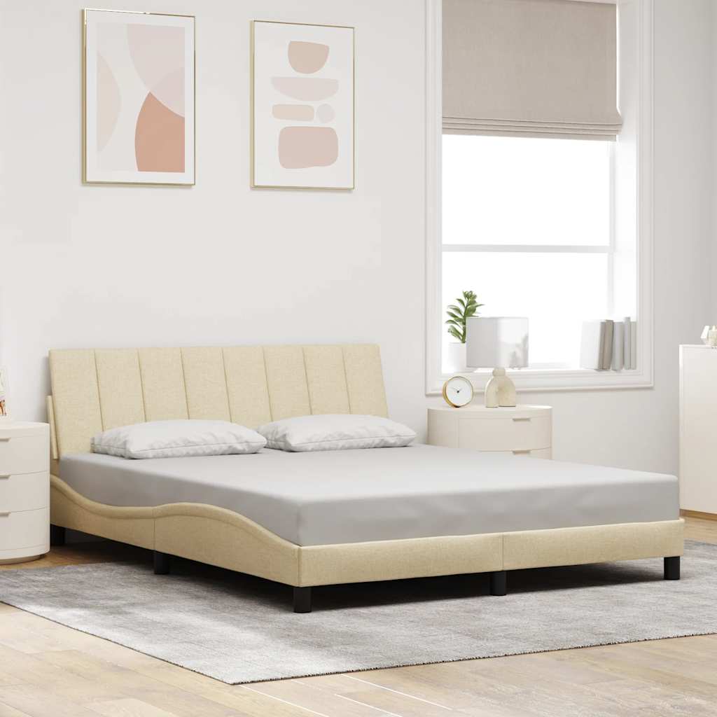 Cadre de lit sans matelas Hanko crème 160x200 cm tissu - XIOS