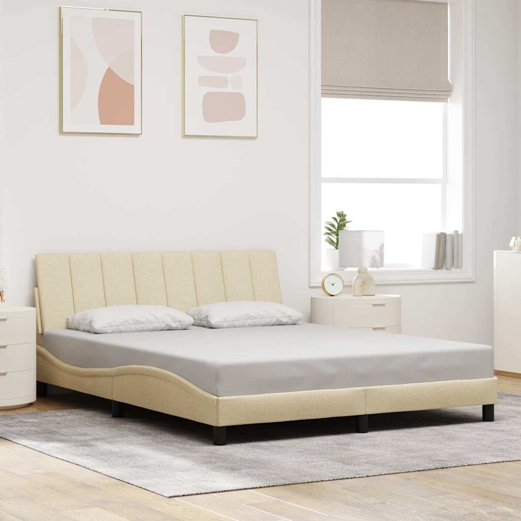 Cadre de lit sans matelas Hanko crème 160x200 cm tissu - XIOS