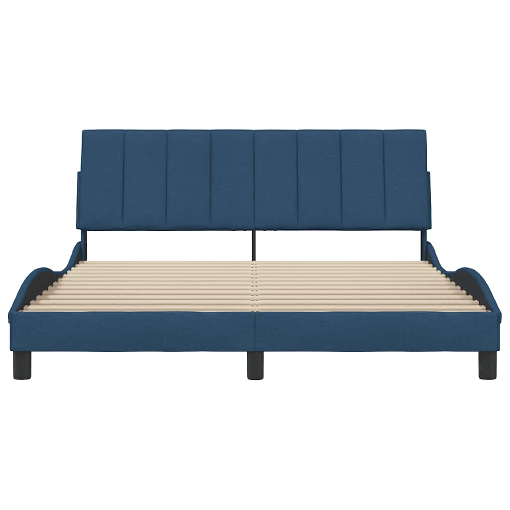 Cadre de lit sans matelas bleu 160x200 cm tissu - XIOS