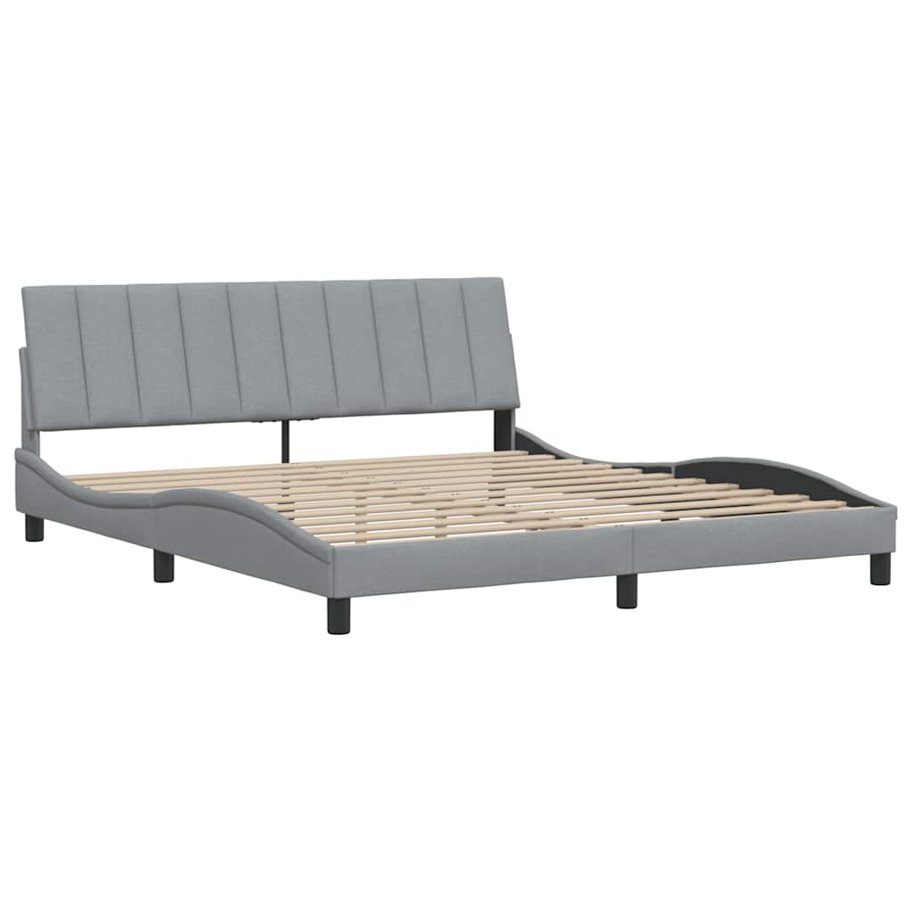 Cadre de lit sans matelas Hanko gris clair 180x200 cm tissu