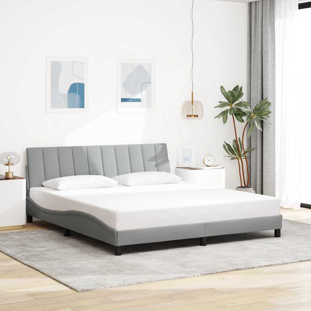 Cadre de lit sans matelas gris clair 180x200 cm tissu - XIOS