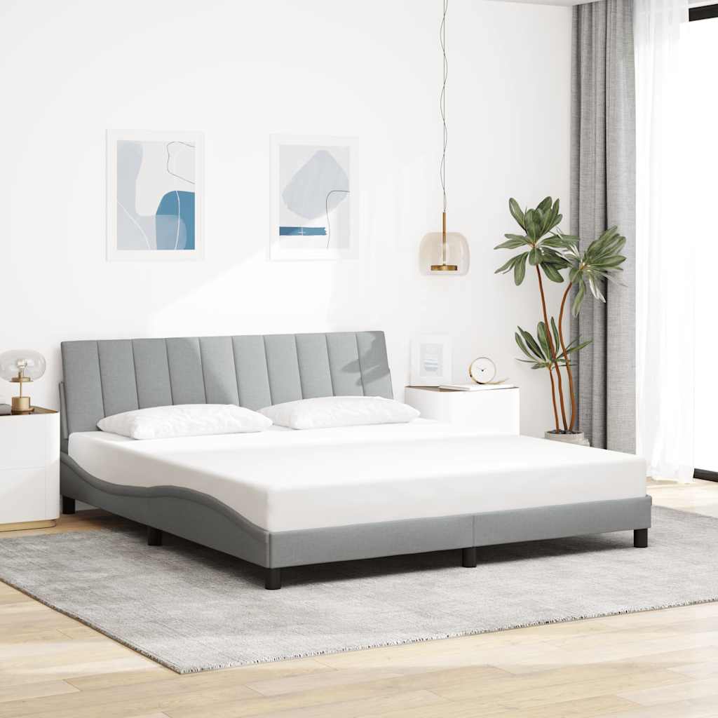 Cadre de lit sans matelas Hanko gris clair 180x200 cm tissu