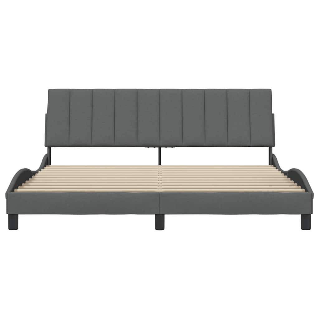 Cadre de lit sans matelas Hanko gris foncé 180x200 cm tissu