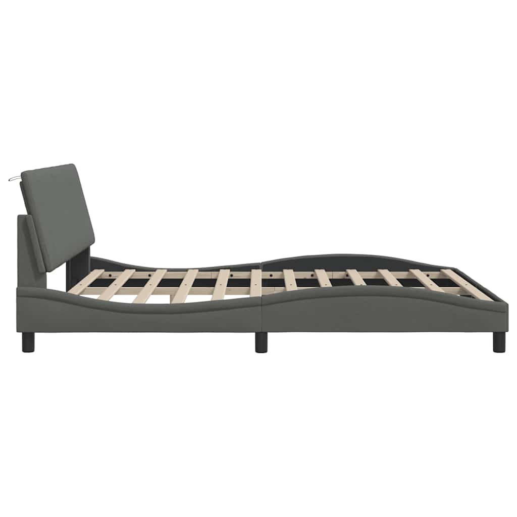 Cadre de lit sans matelas gris foncé 180x200 cm tissu - XIOS