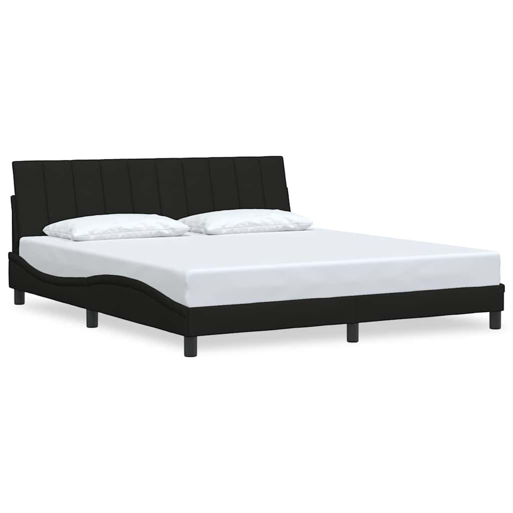 Cadre de lit sans matelas Hanko noir 180x200 cm tissu