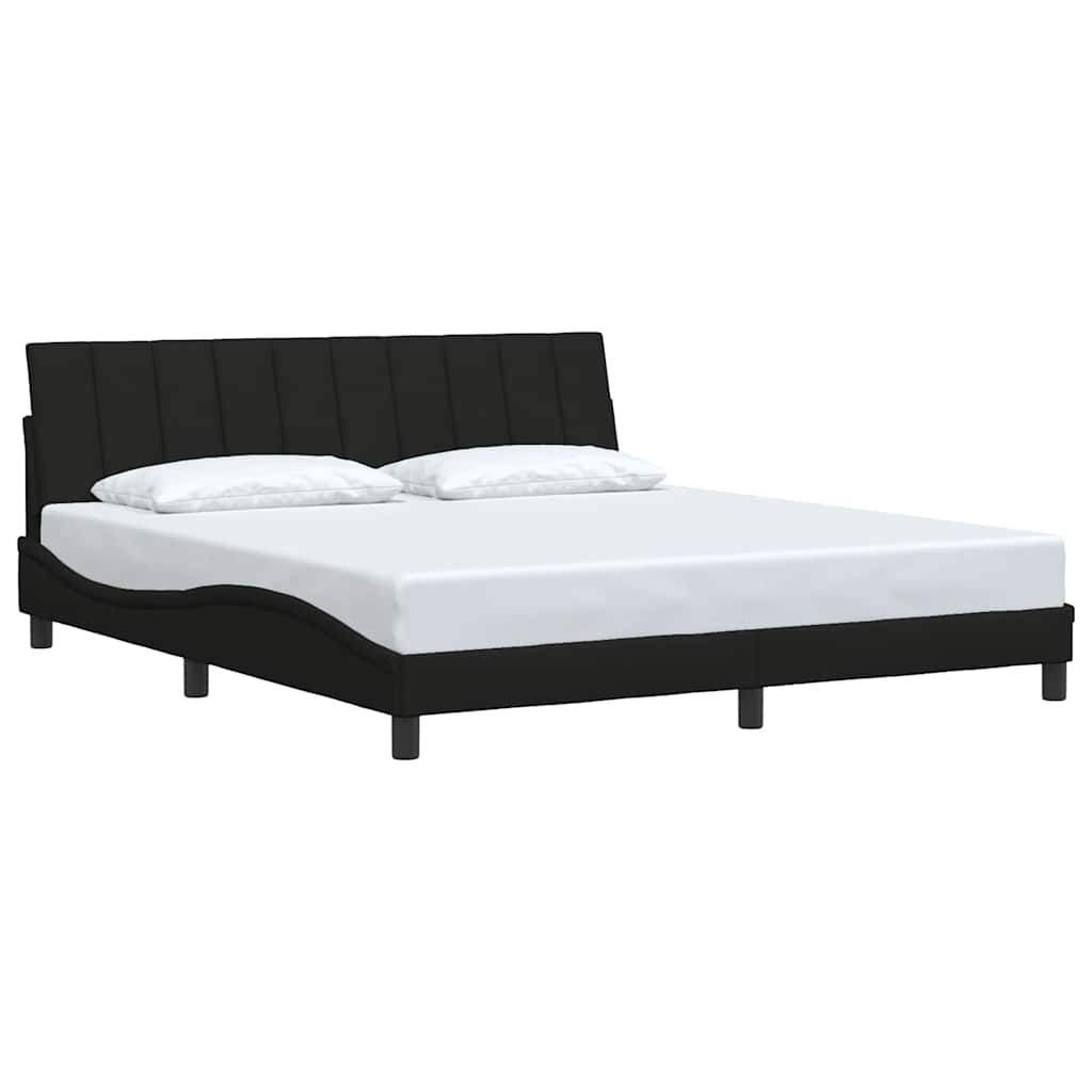Cadre de lit sans matelas Hanko noir 180x200 cm tissu