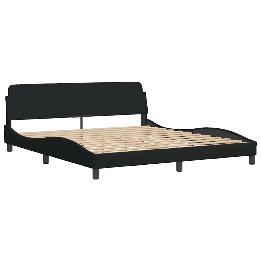Cadre de lit sans matelas Hanko noir 180x200 cm tissu - XIOS