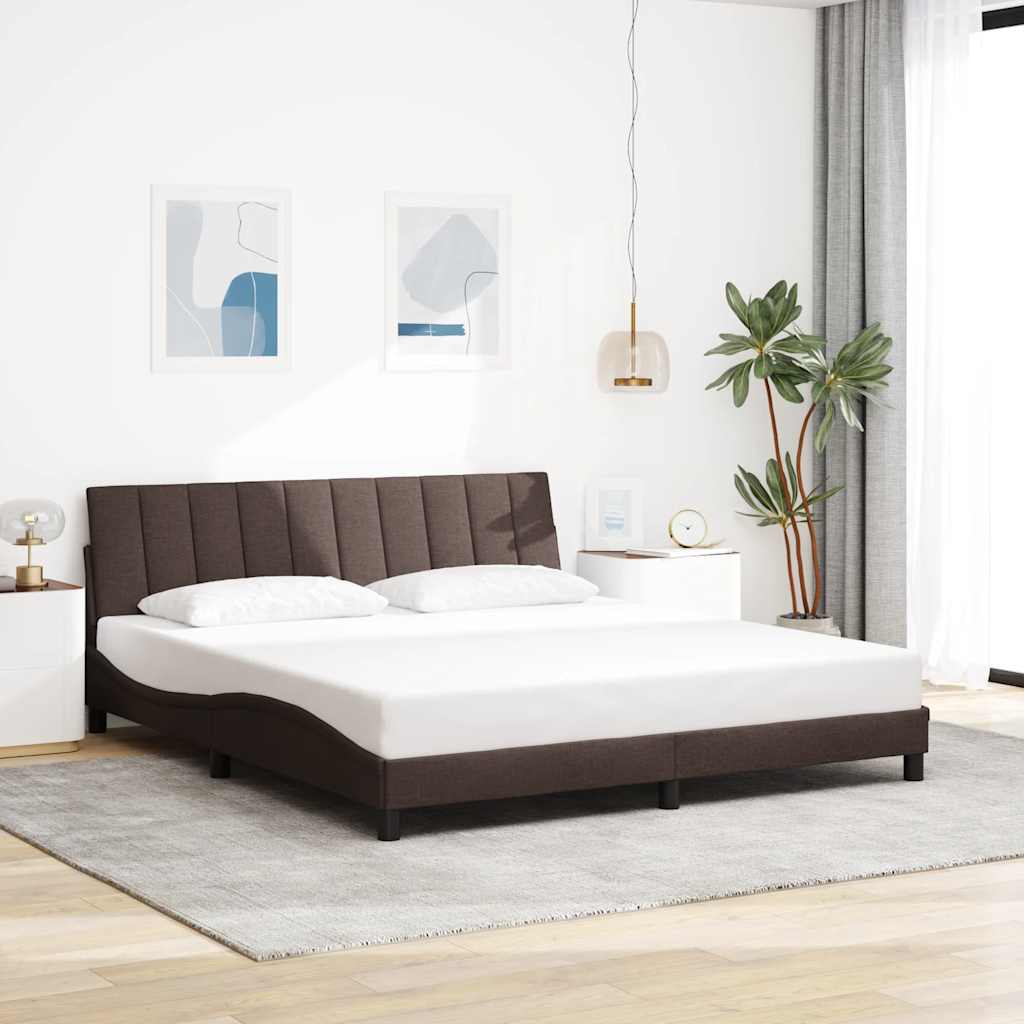 Cadre de lit sans matelas Hanko marron foncé 180x200 cm tissu - XIOS