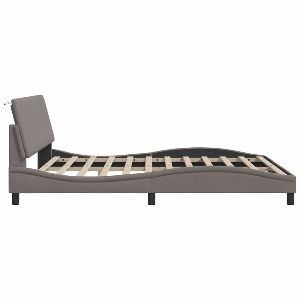 Cadre de lit sans matelas Hanko taupe 180x200 cm tissu - XIOS