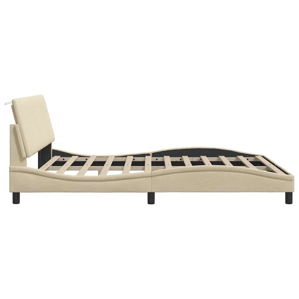 Cadre de lit sans matelas Hanko crème 180x200 cm tissu - XIOS