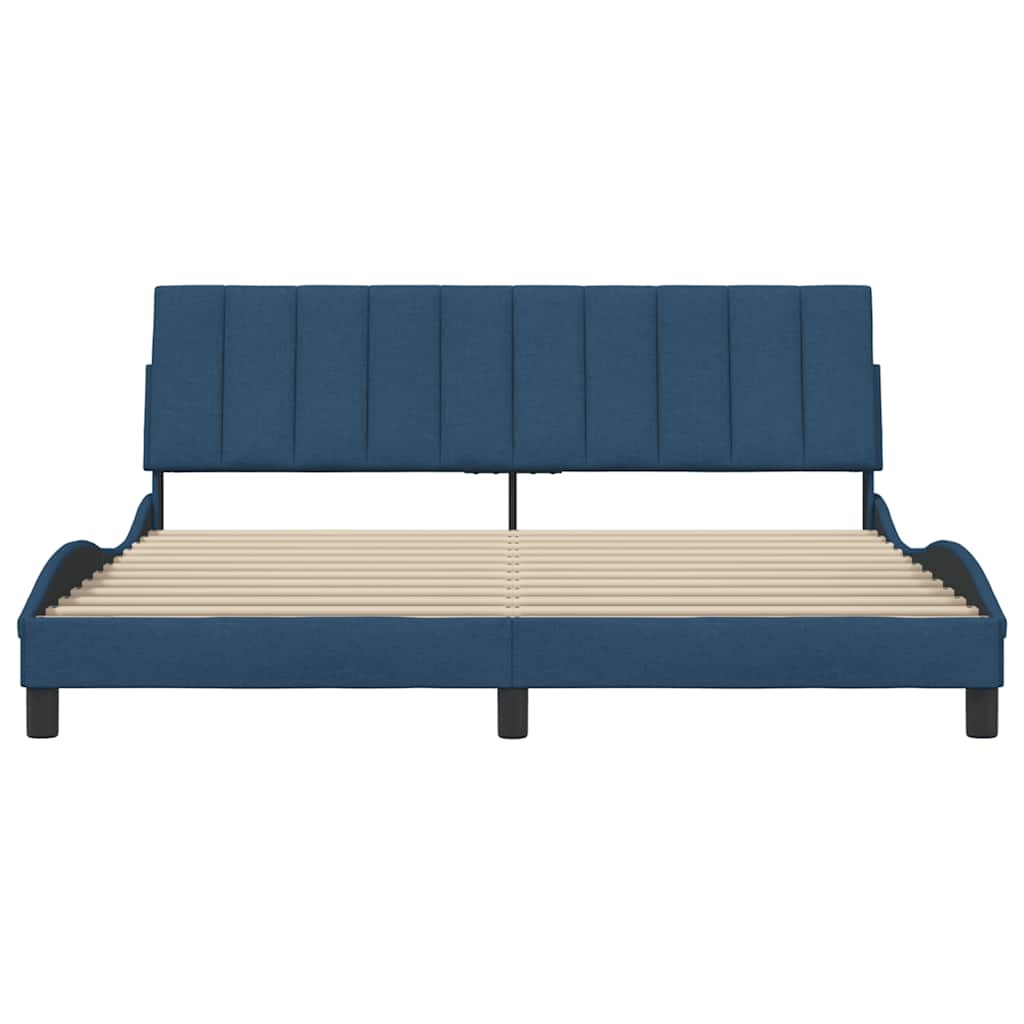 Cadre de lit sans matelas Hanko bleu 180x200 cm tissu
