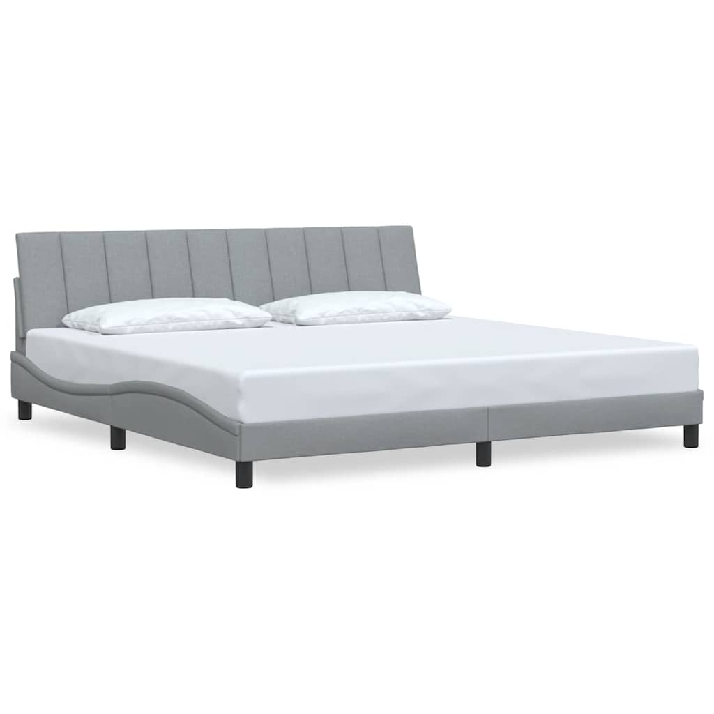 Cadre de lit sans matelas Hanko gris clair 200x200 cm tissu