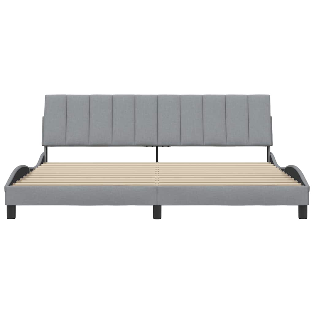 Cadre de lit sans matelas Hanko gris clair 200x200 cm tissu