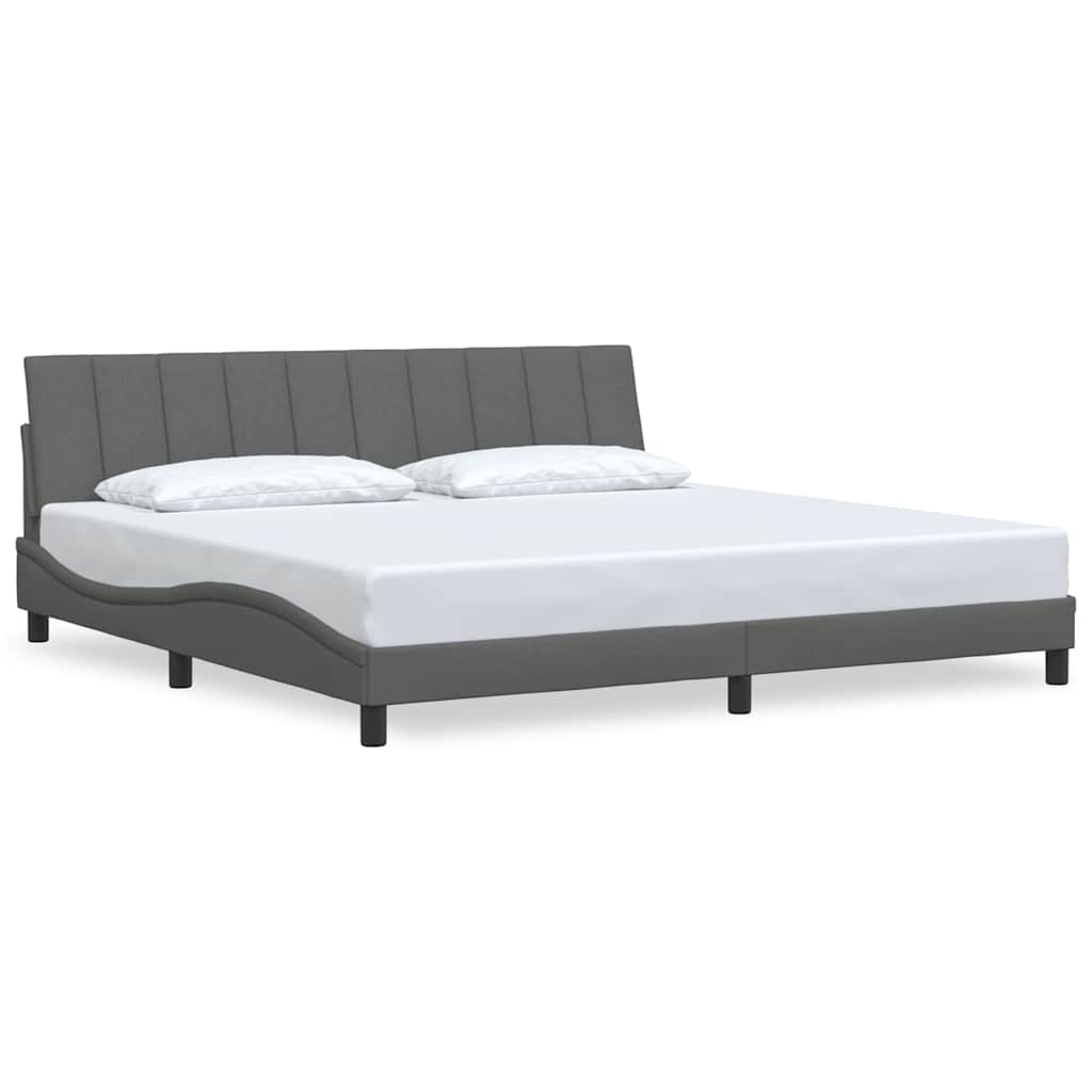 Cadre de lit sans matelas Hanko gris foncé 200x200 cm tissu - XIOS