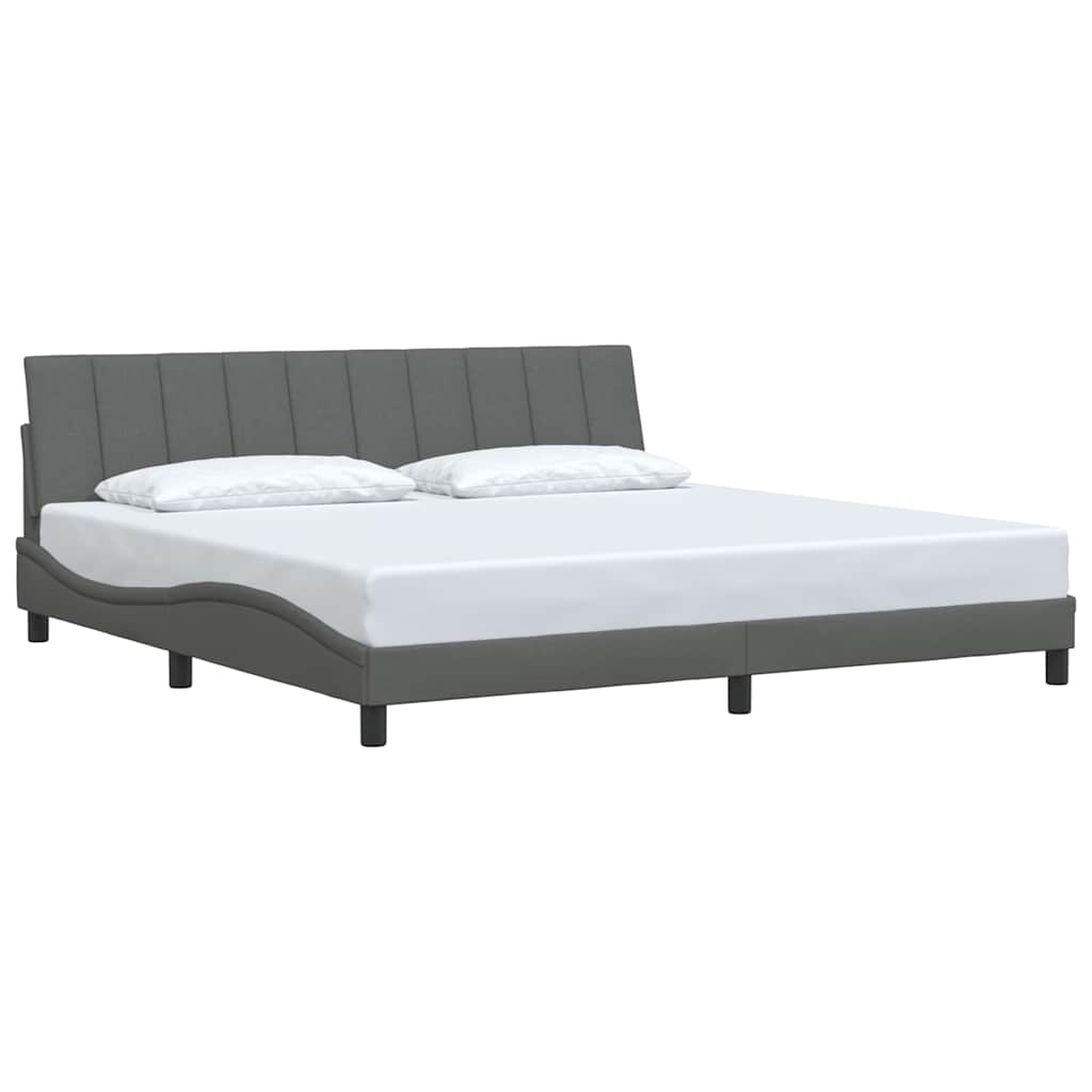 Cadre de lit sans matelas Hanko gris foncé 200x200 cm tissu - XIOS