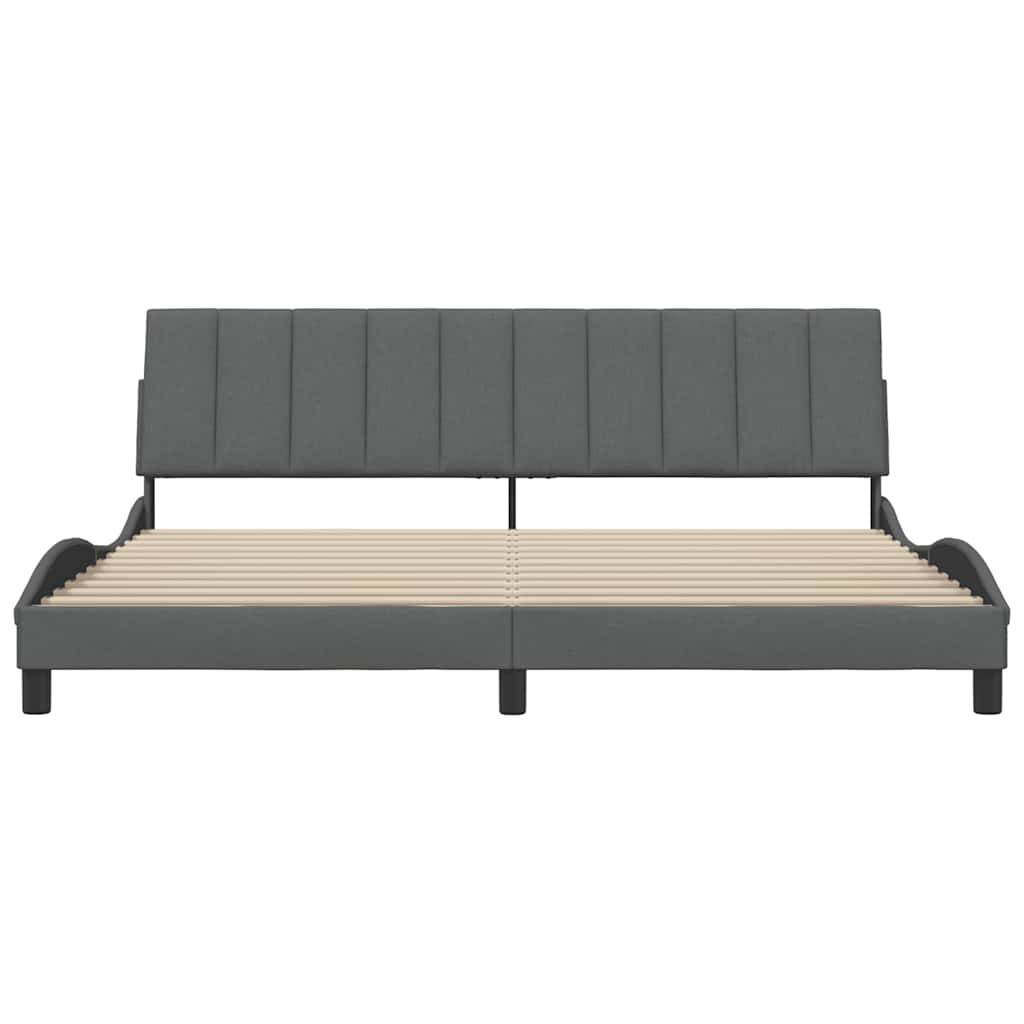 Cadre de lit sans matelas Hanko gris foncé 200x200 cm tissu - XIOS