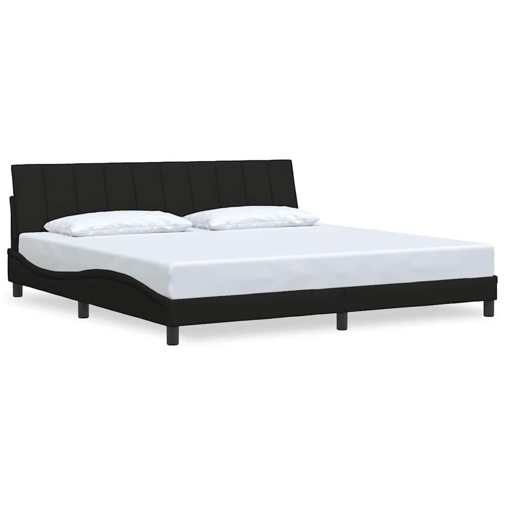 Cadre de lit sans matelas Hanko noir 200x200 cm tissu - XIOS