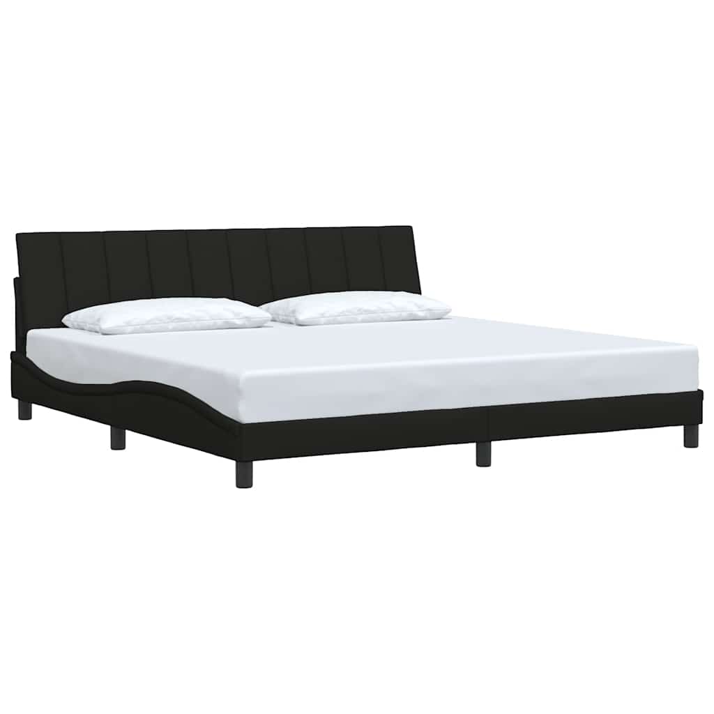 Cadre de lit sans matelas Hanko noir 200x200 cm tissu - XIOS