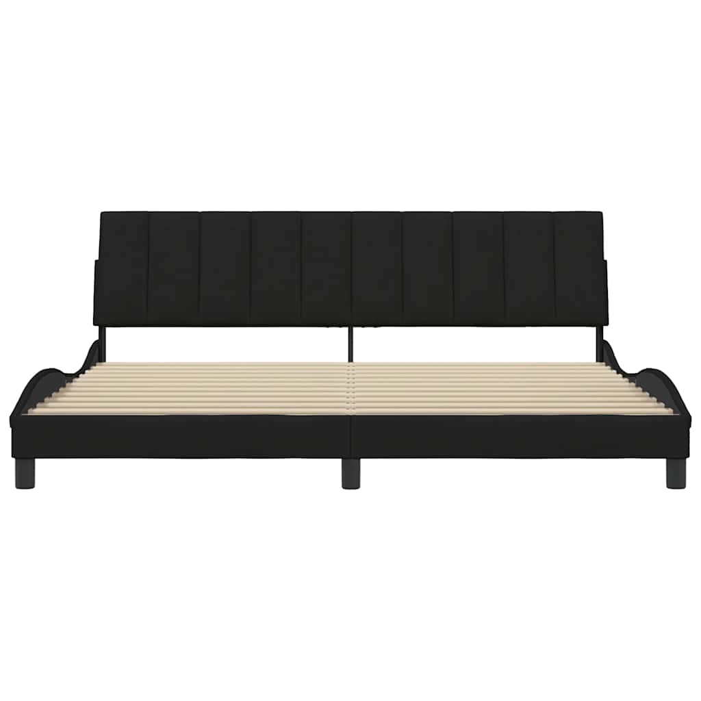 Cadre de lit sans matelas Hanko noir 200x200 cm tissu - XIOS