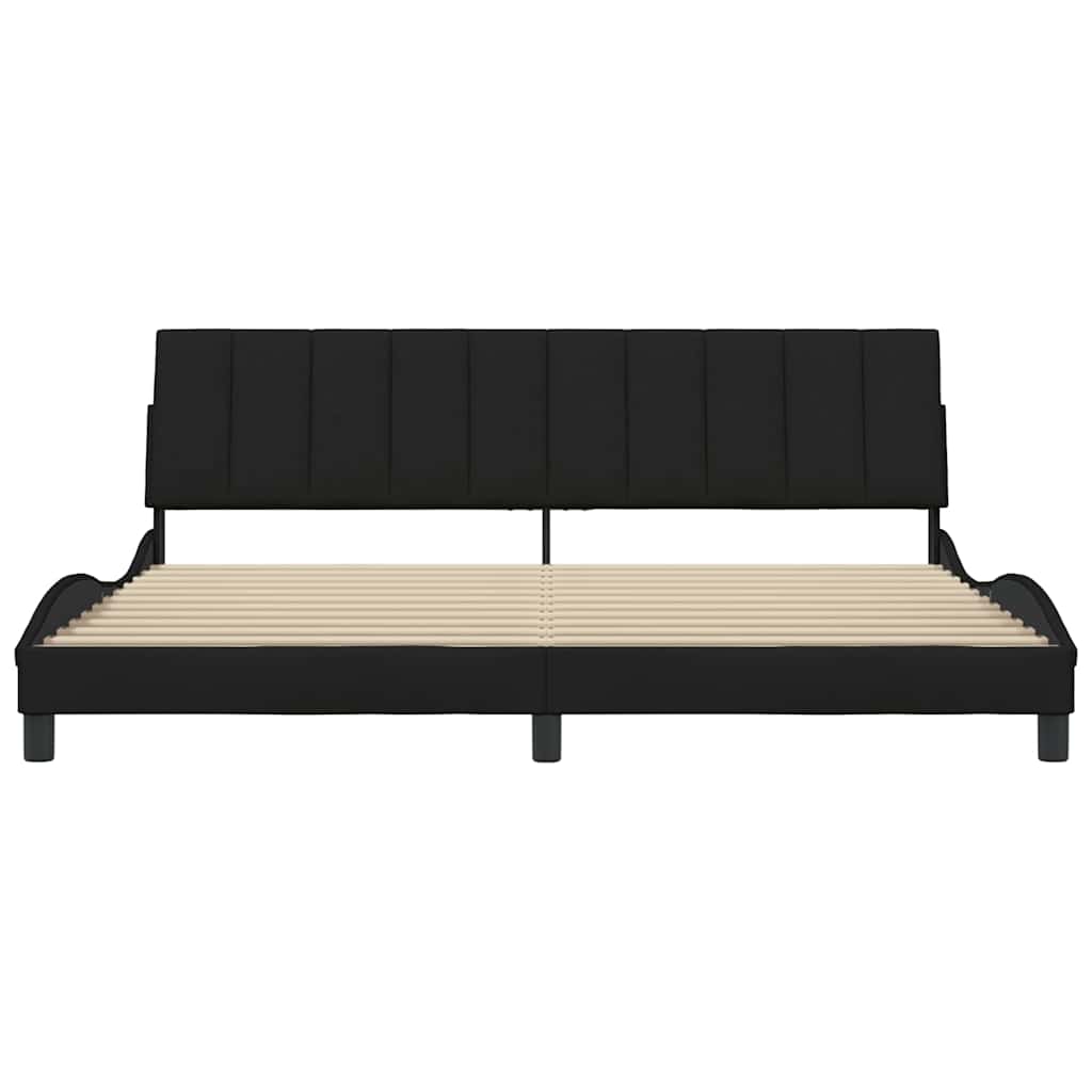 Cadre de lit sans matelas Hanko noir 200x200 cm tissu - XIOS