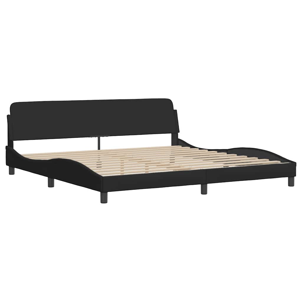 Cadre de lit sans matelas Hanko noir 200x200 cm tissu - XIOS