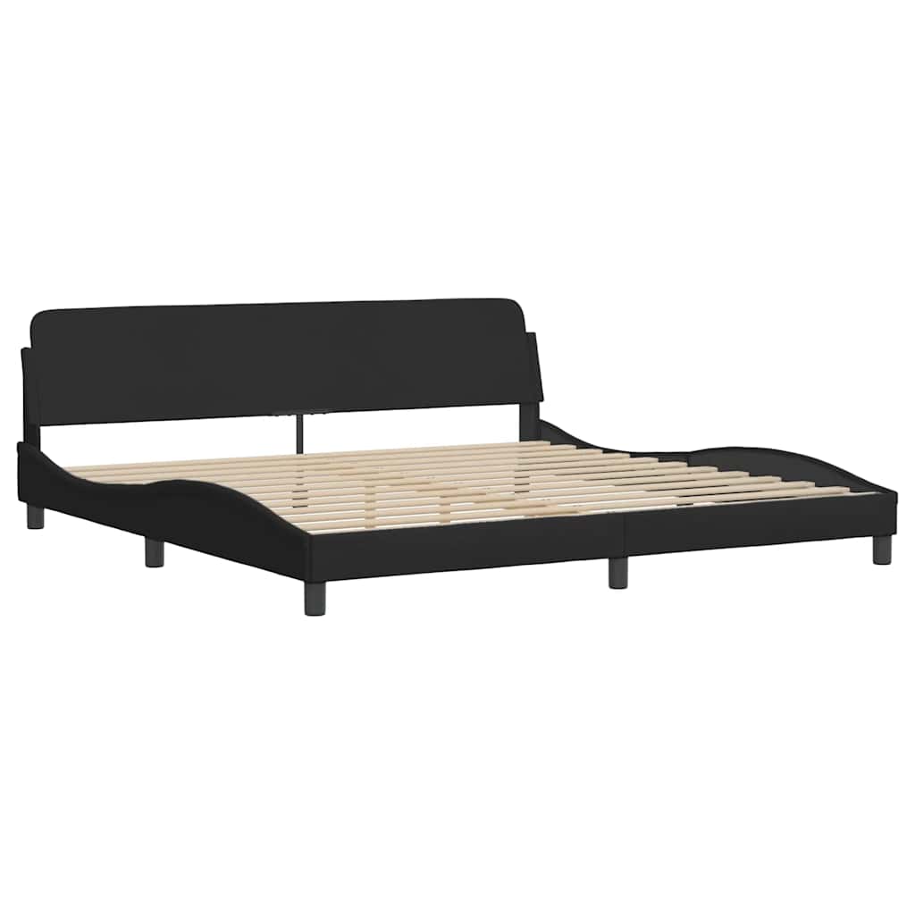 Cadre de lit sans matelas Hanko noir 200x200 cm tissu - XIOS