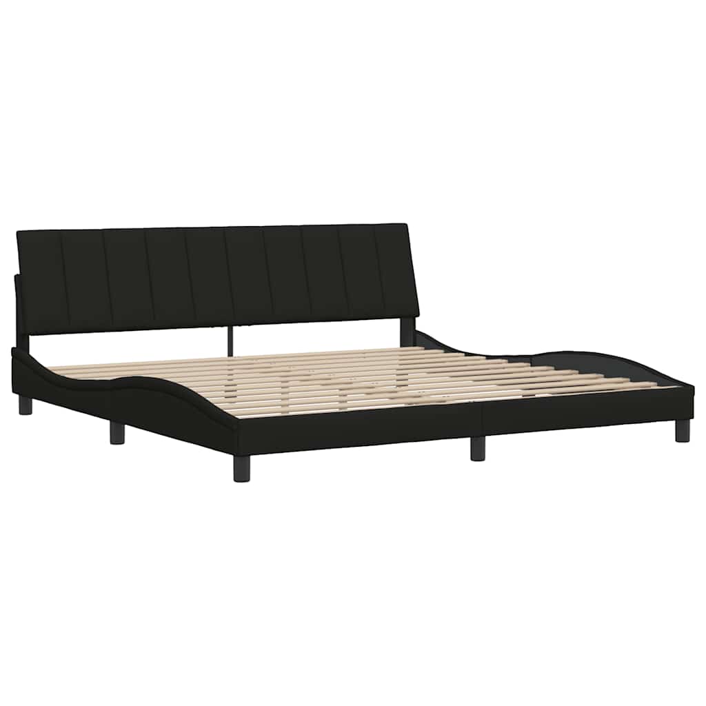Cadre de lit sans matelas Hanko noir 200x200 cm tissu - XIOS