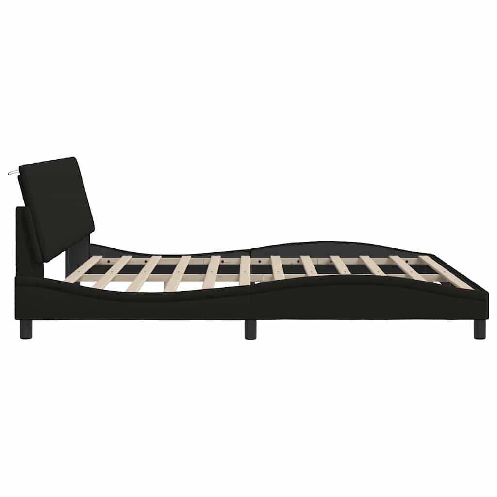 Cadre de lit sans matelas Hanko noir 200x200 cm tissu - XIOS