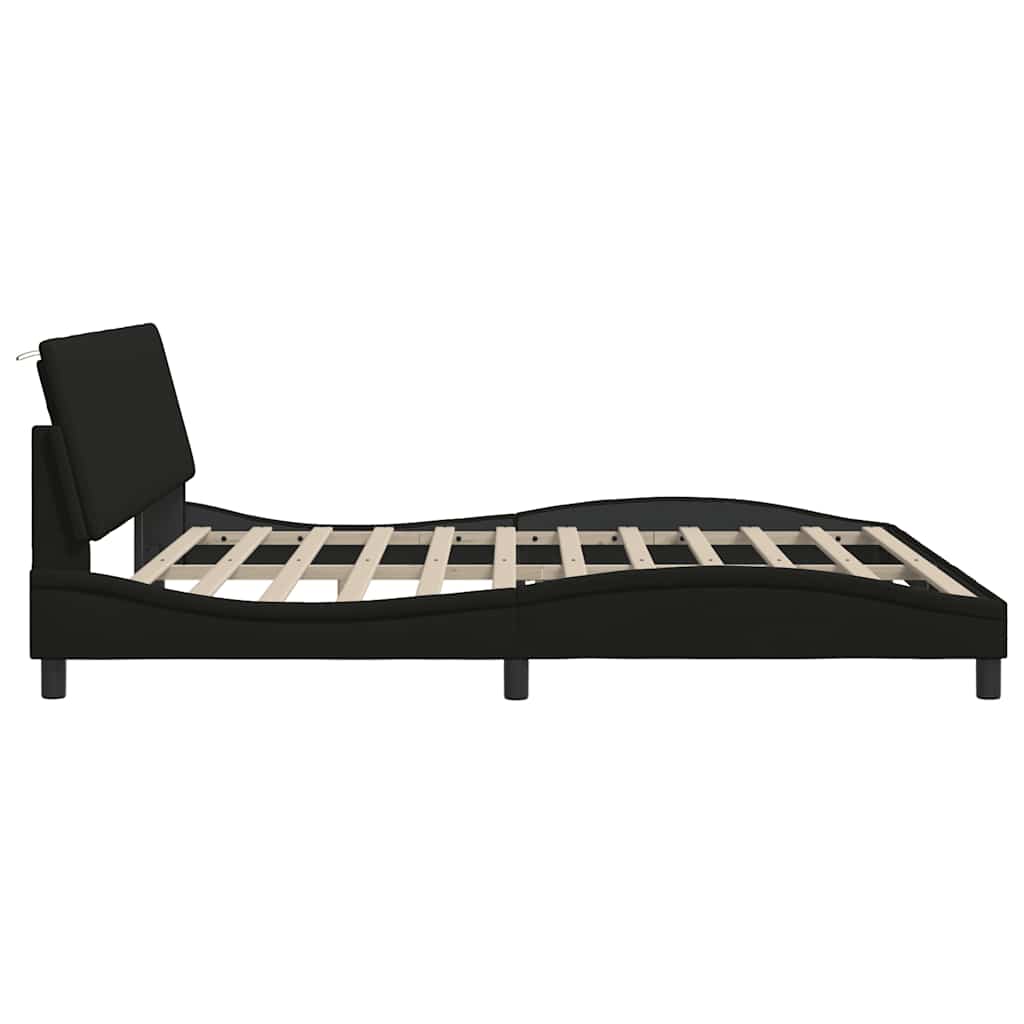 Cadre de lit sans matelas Hanko noir 200x200 cm tissu - XIOS