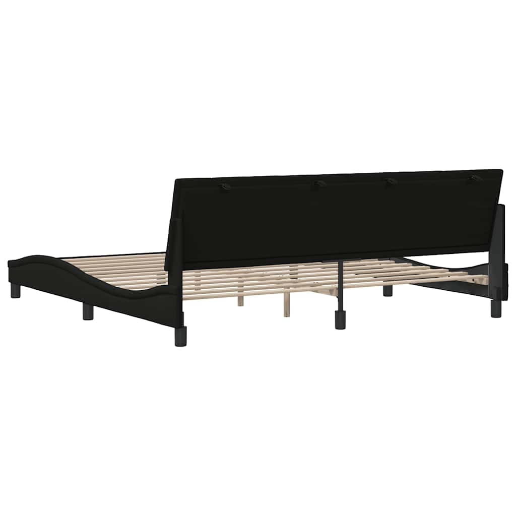 Cadre de lit sans matelas Hanko noir 200x200 cm tissu - XIOS