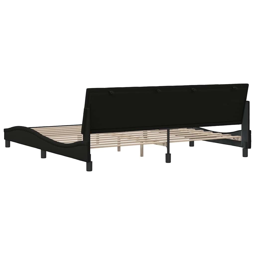 Cadre de lit sans matelas Hanko noir 200x200 cm tissu - XIOS
