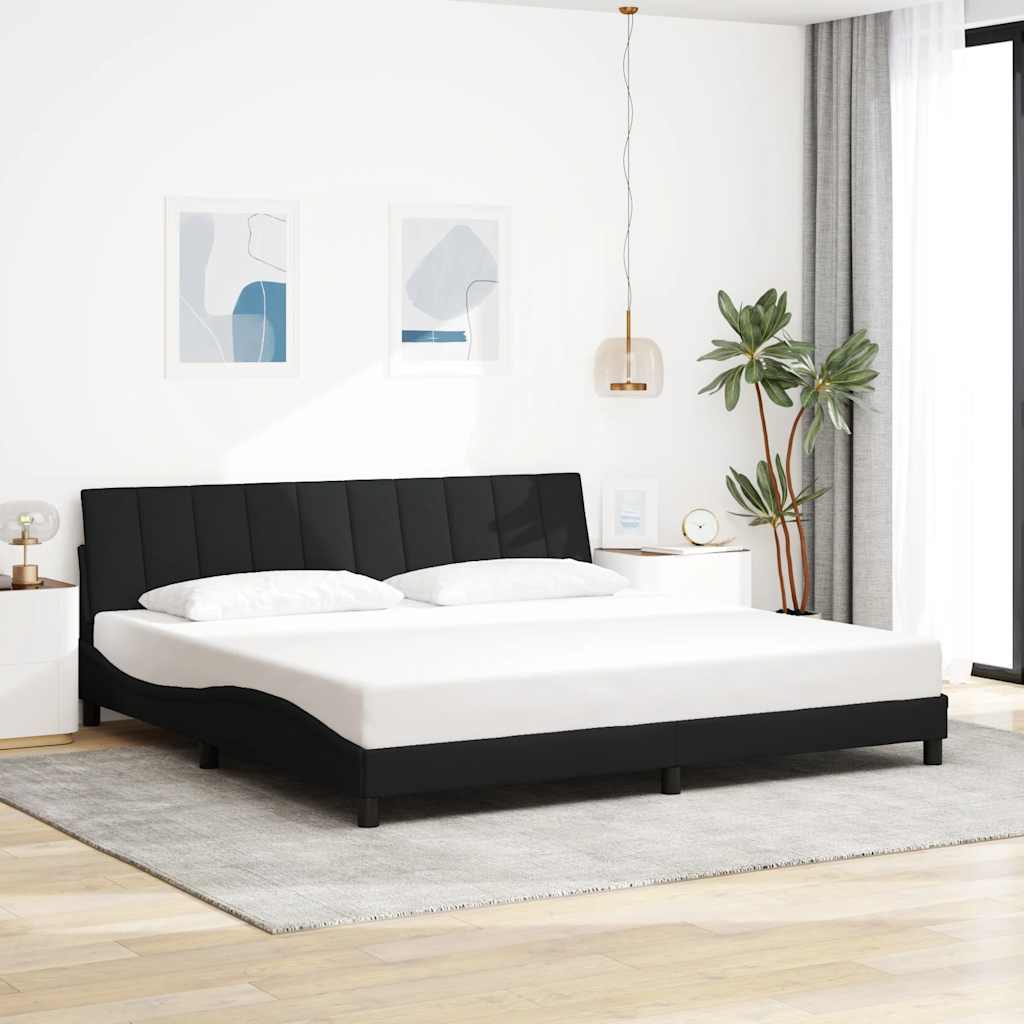 Cadre de lit sans matelas Hanko noir 200x200 cm tissu - XIOS