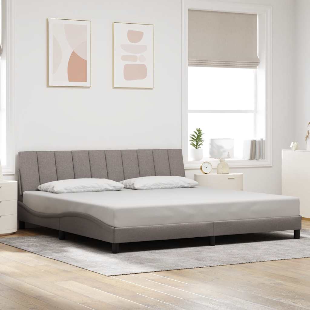 Cadre de lit sans matelas Hanko taupe 200x200 cm tissu - XIOS