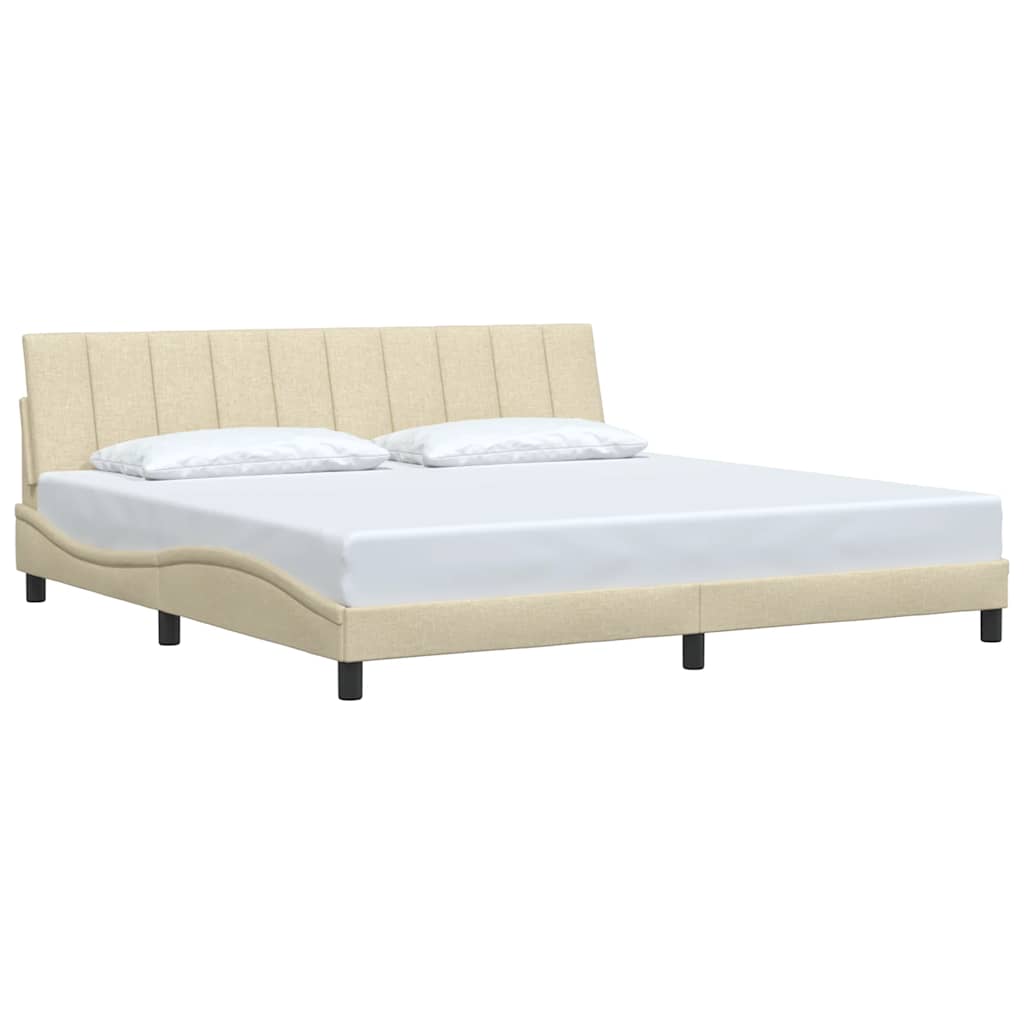 Cadre de lit sans matelas Hanko crème 200x200 cm tissu - XIOS