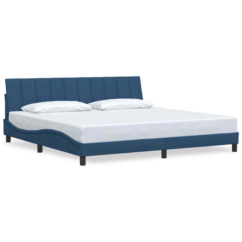 Cadre de lit sans matelas Hanko bleu 200x200 cm tissu - XIOS