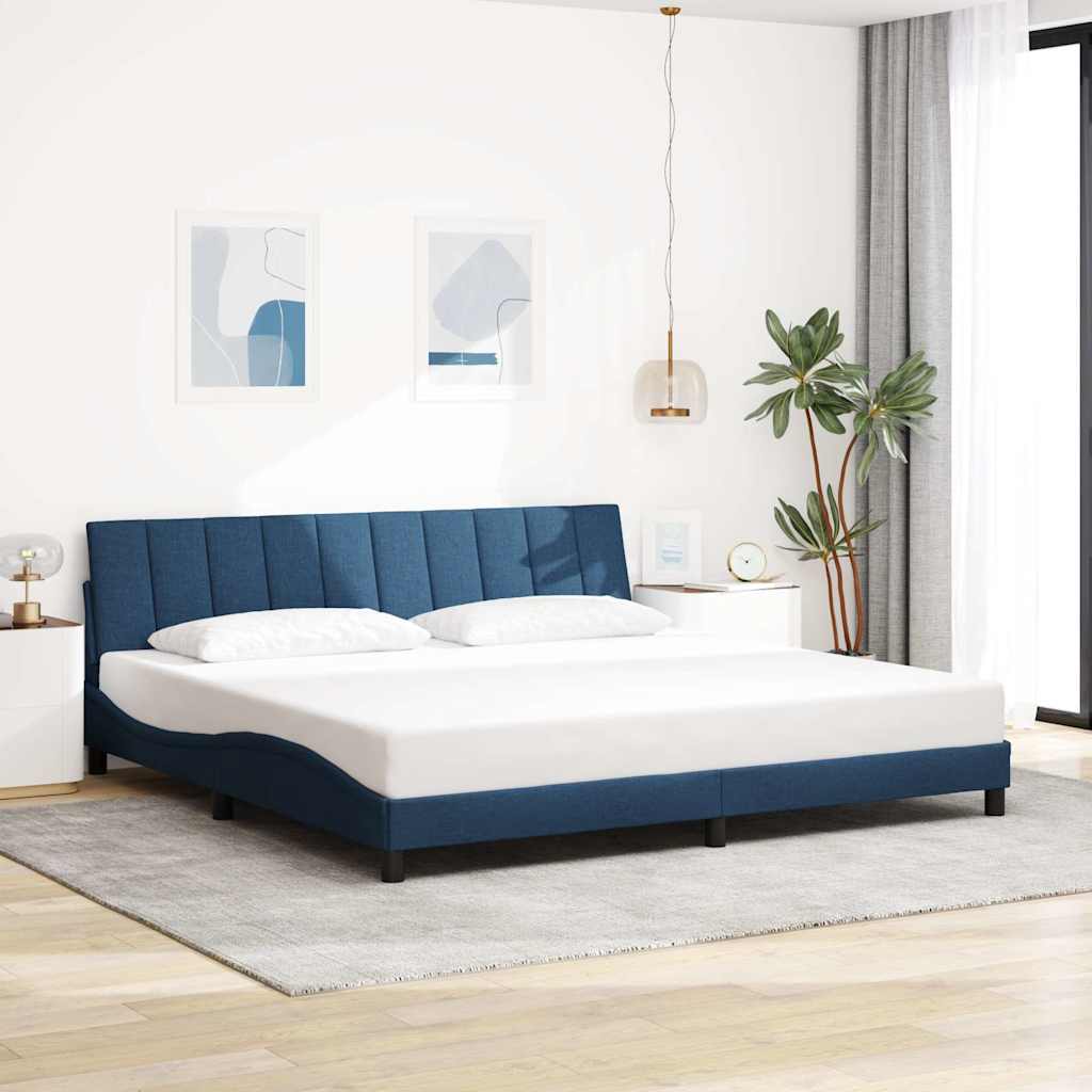 Cadre de lit sans matelas Hanko bleu 200x200 cm tissu - XIOS