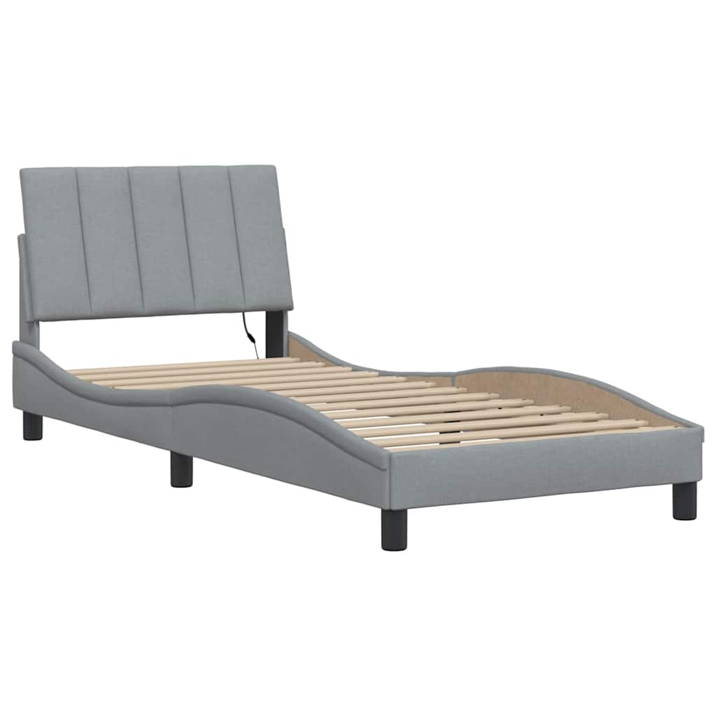 Cadre de lit sans matelas gris clair 80x200 cm tissu - XIOS