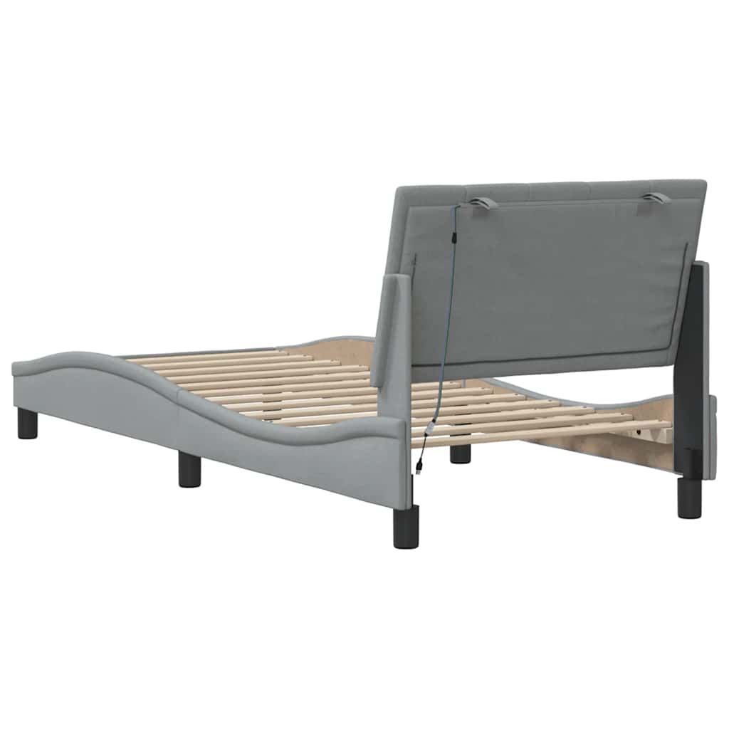 Cadre de lit sans matelas gris clair 80x200 cm tissu - XIOS