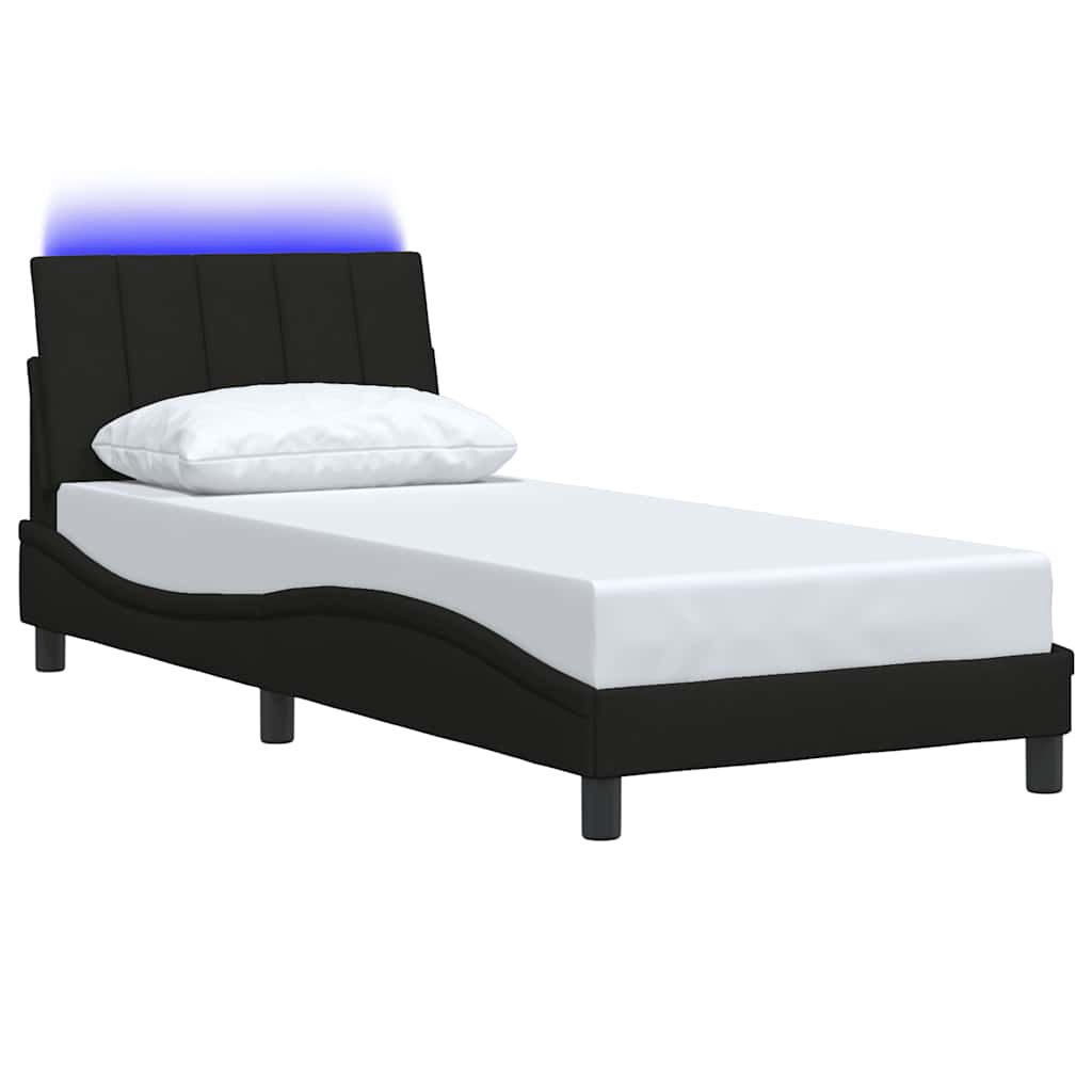 Cadre de lit sans matelas noir 80x200 cm tissu - XIOS