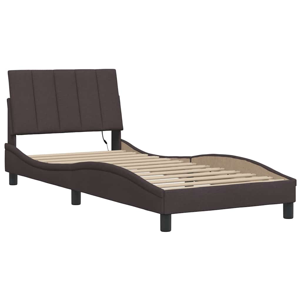 Cadre de lit sans matelas Hanko marron foncé 80x200 cm tissu - XIOS