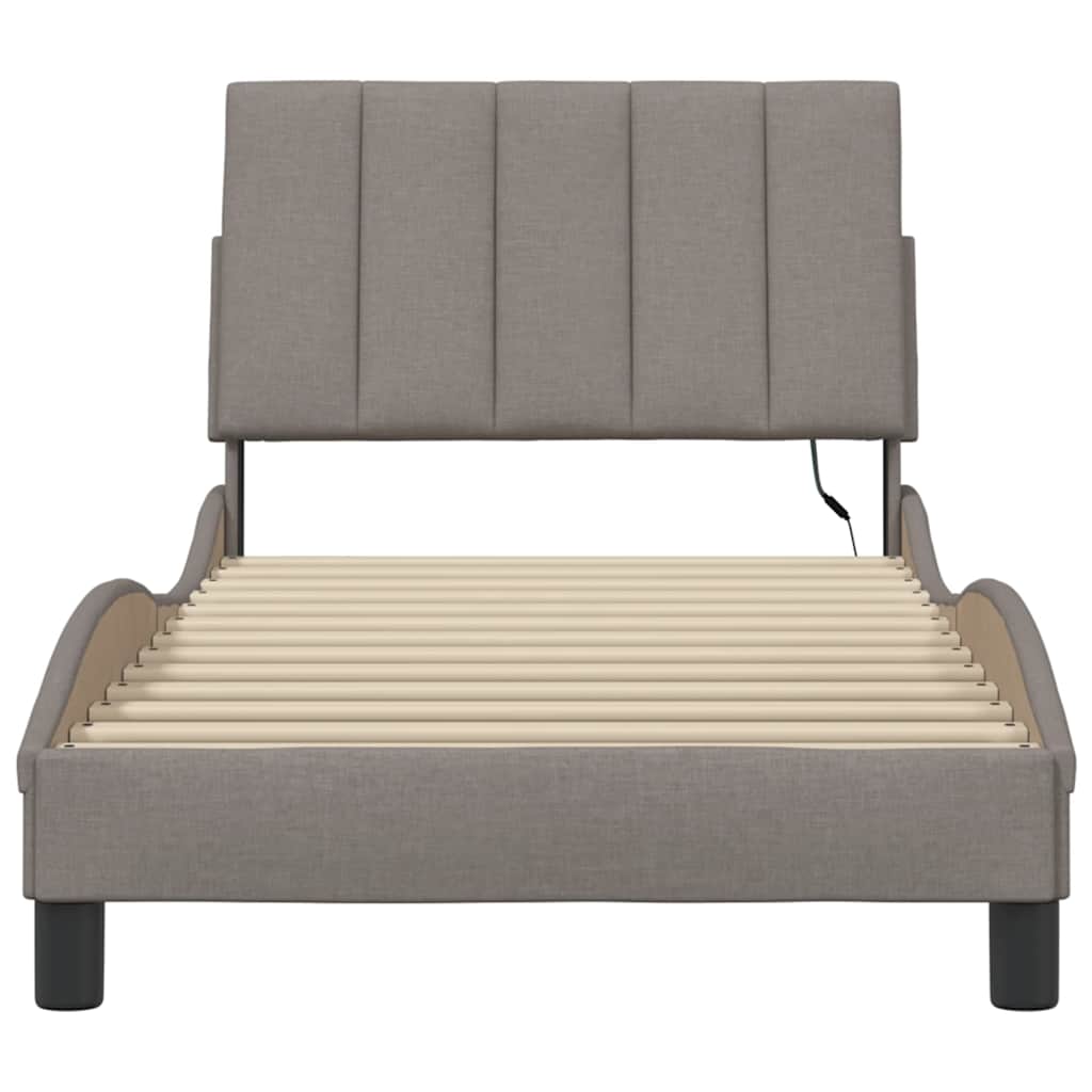 Cadre de lit sans matelas taupe 80x200 cm tissu - XIOS