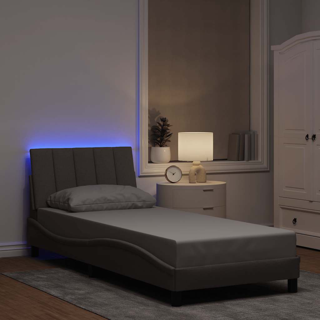 Cadre de lit sans matelas taupe 80x200 cm tissu - XIOS