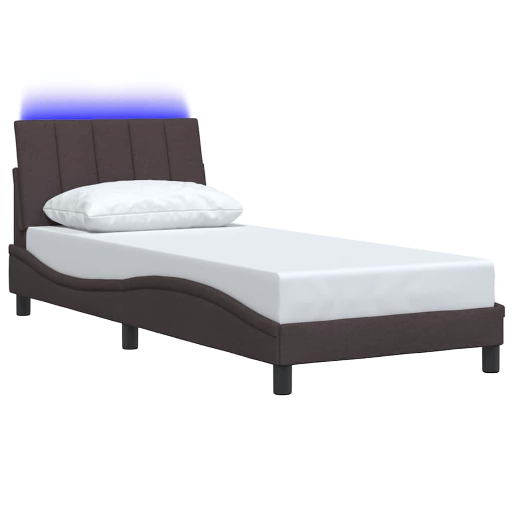 Cadre de lit sans matelas Hanko marron foncé 90x190 cm tissu - XIOS
