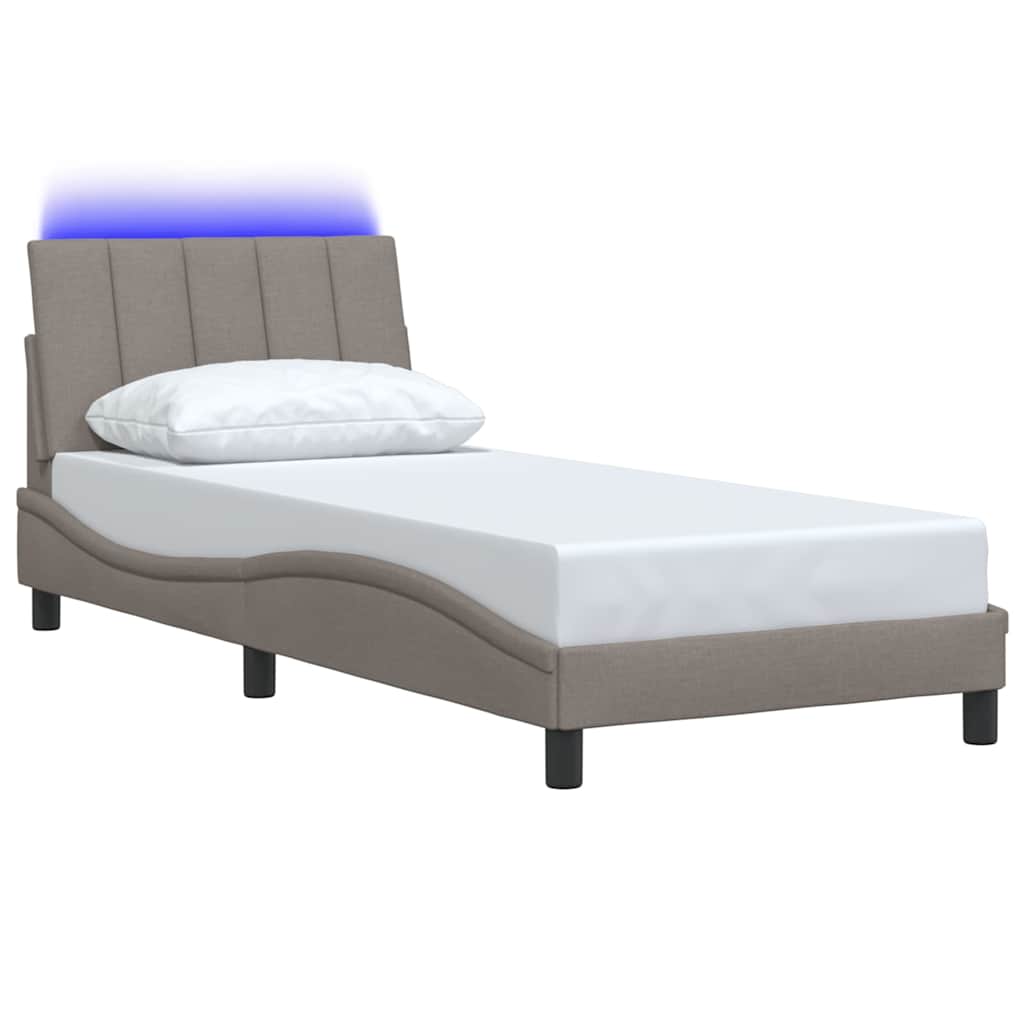 Cadre de lit sans matelas Hanko taupe 90x190 cm tissu - XIOS
