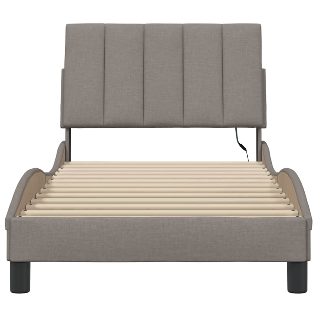 Cadre de lit sans matelas Hanko taupe 90x190 cm tissu - XIOS