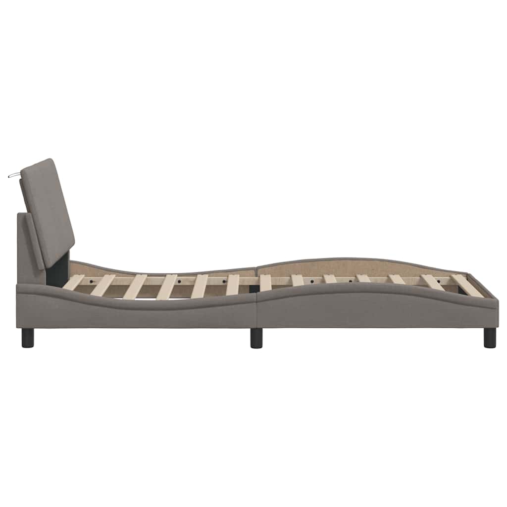 Cadre de lit sans matelas Hanko taupe 90x190 cm tissu - XIOS